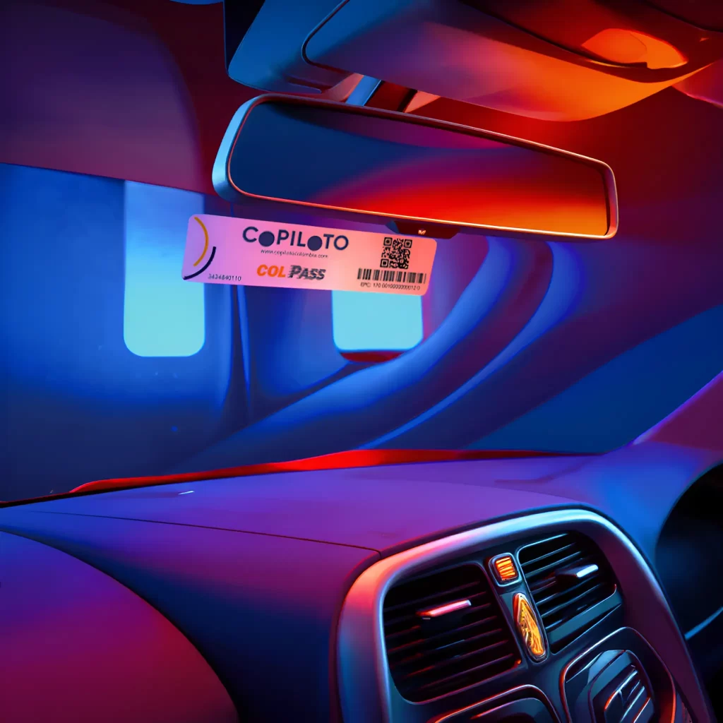 Interior de auto con insignia copiloto